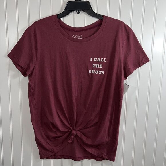 I Call The Shots Tee Woman’s Large Wine Short Sleeve Classic Graphic Cabincore - Picture 2 of 11